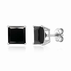 SOFIA ezüst fülbevaló fekete cirkóniával  fülbevaló S99-8x8BL+S99-8x8BL